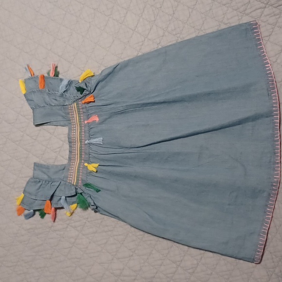 Mud Pie Other - Denim dress girls 3t colorful stitching tassels ruffles Mud Pie NWT